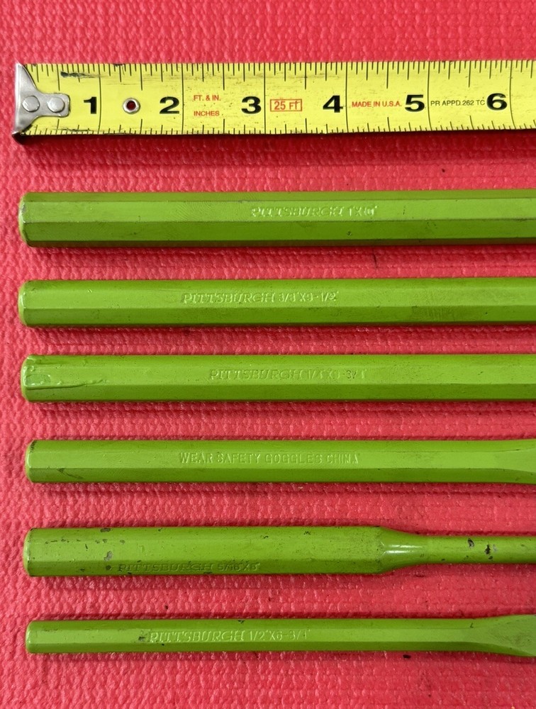 Pittsburgh Tools 6 PC, Green Chisel and Punch Set