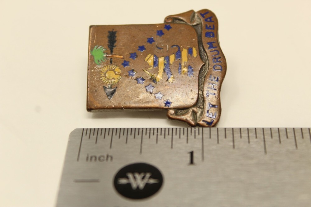 Vintage WW2 Let the Drum Beat Pin