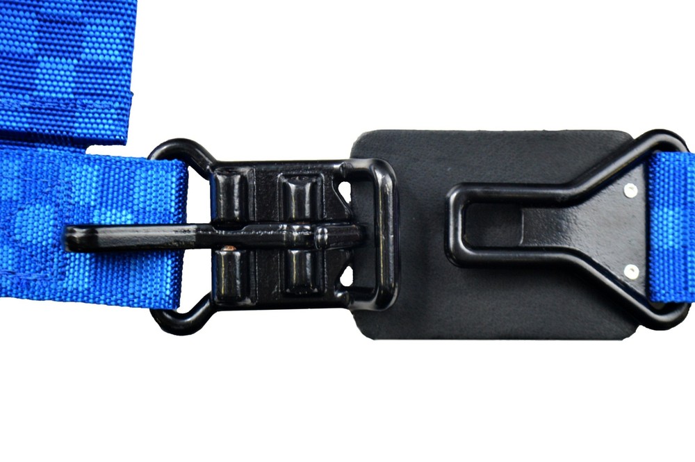 RACERDIRECT 2" LATCH & LINK FLOOR MOUNT HARNESS 3 PT PULL UP BLUE CHECKERBOARD