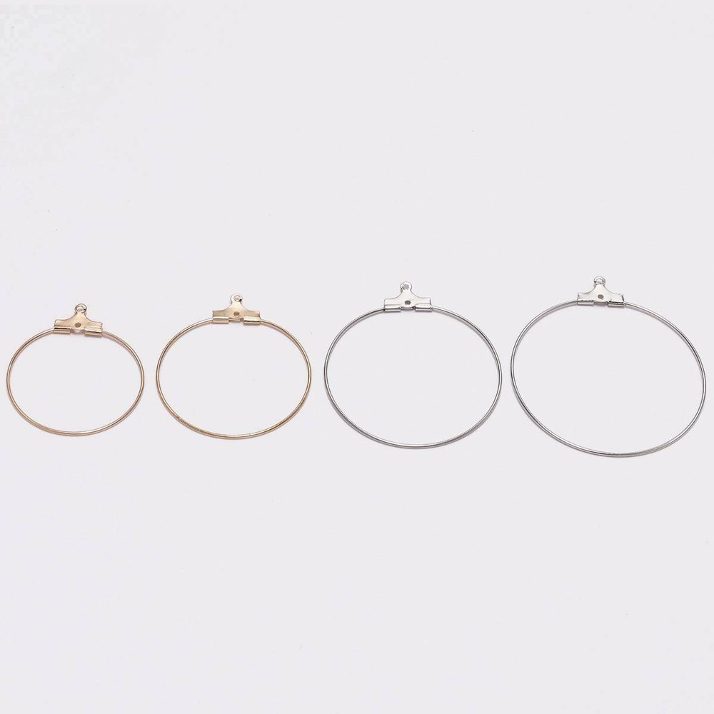 30pcs Metal 25mm~40mm Earwire Circle Loop Hoops Drop Dangle Earring Findings DIY