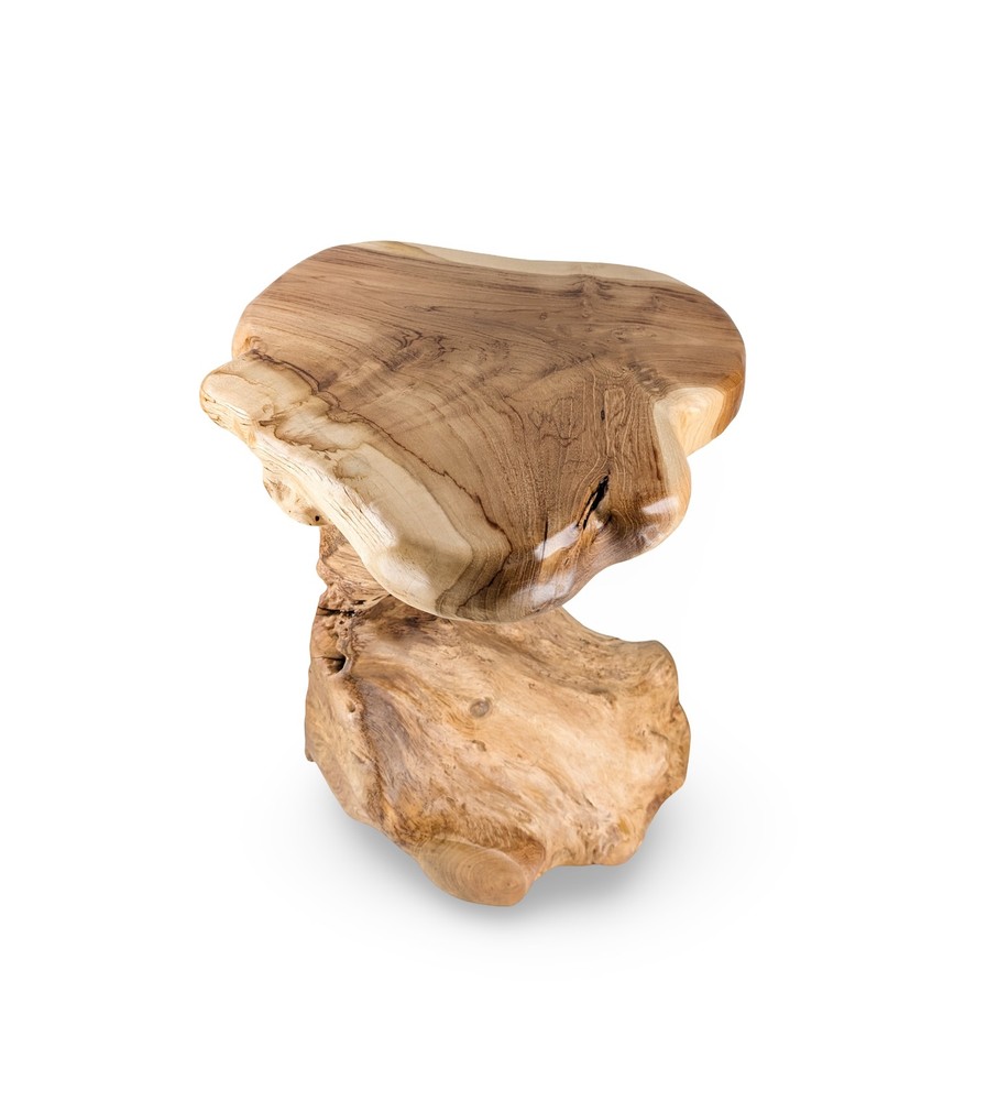 Teak Side Table, Wood Side Table, Teak Accent Stool, Handcrafted Side Table