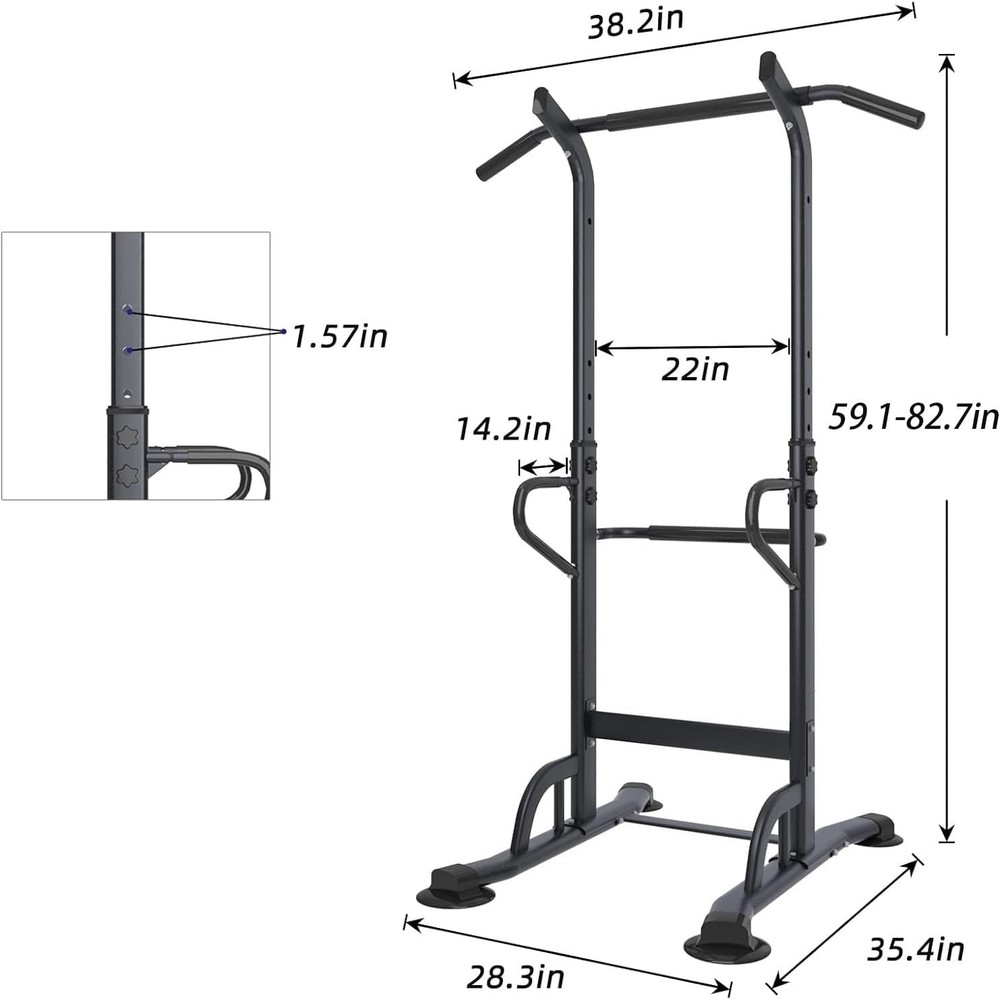 Power Tower Adjustable Height Pull Up & Dip Station Multi-Function Home Strength