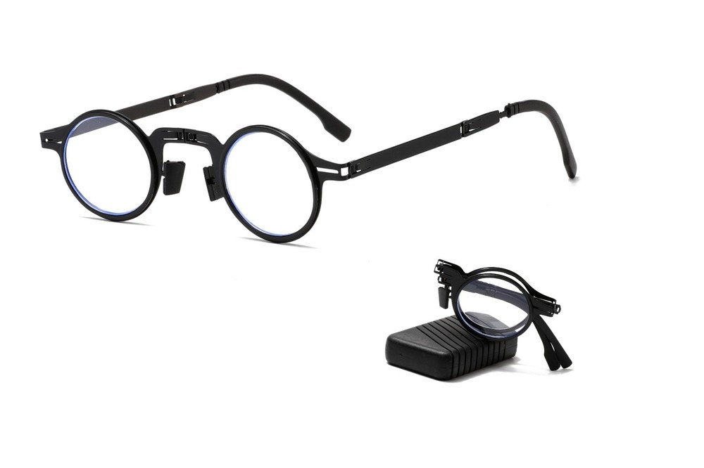 4pair Clear Lens Round Frame Folding Readers Foldable Reading Glasses With Case