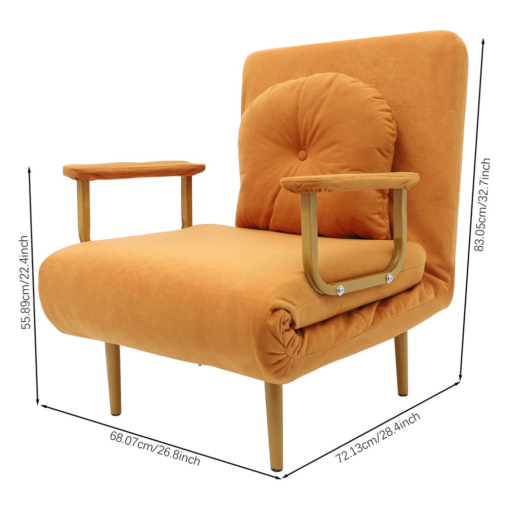 Folding 3 IN 1 Convertible Sofa Bed with Pillow & 5-Position Adjustable Backrest