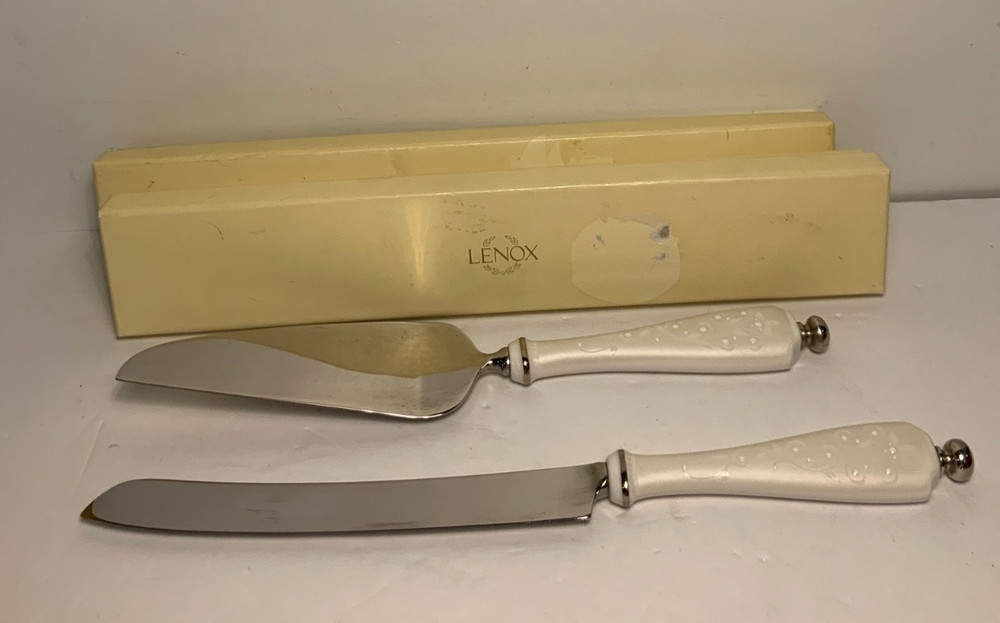 Lenox Opal Innocence Wedding Cake Knife & Server 13.5 in.
