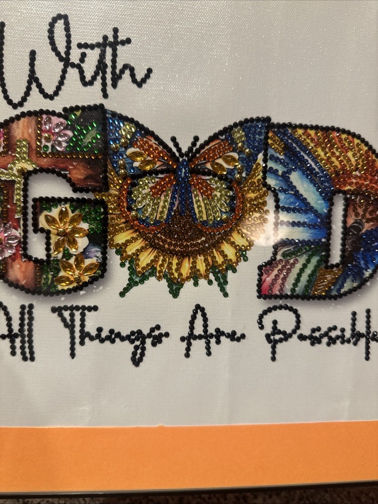 Diamond Art “With God All Things” Wall Hanging - Framed