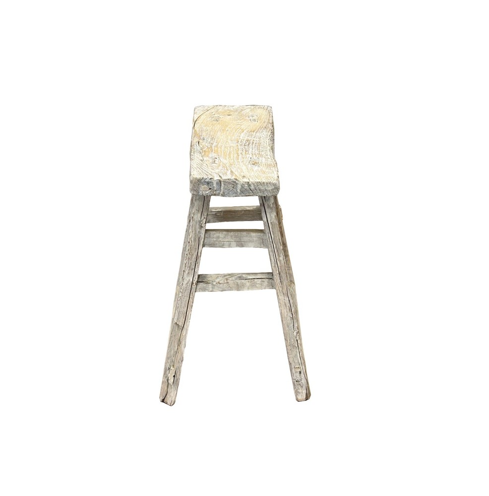 Rustic Raw Rough Wood Grain Rectangle Slim Stool Bench Side Table ws4584