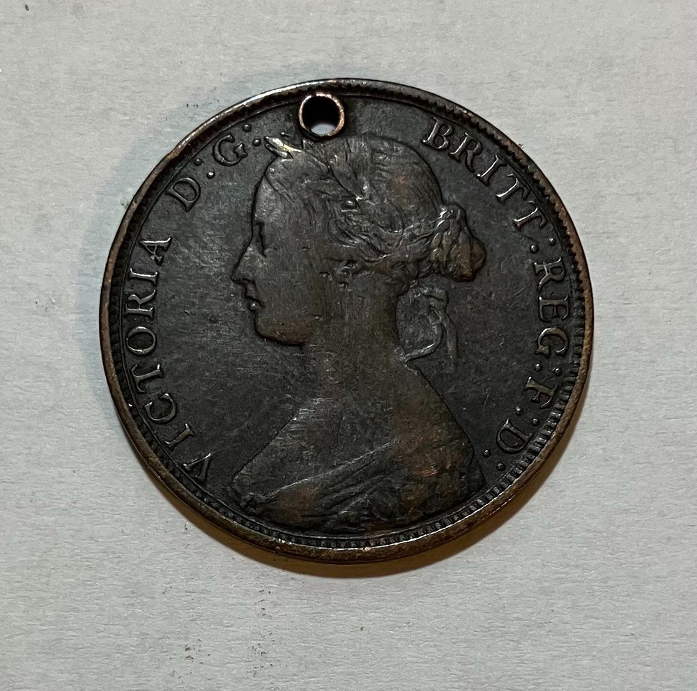 1864 Nova Scotia One Cent Penny - Holed