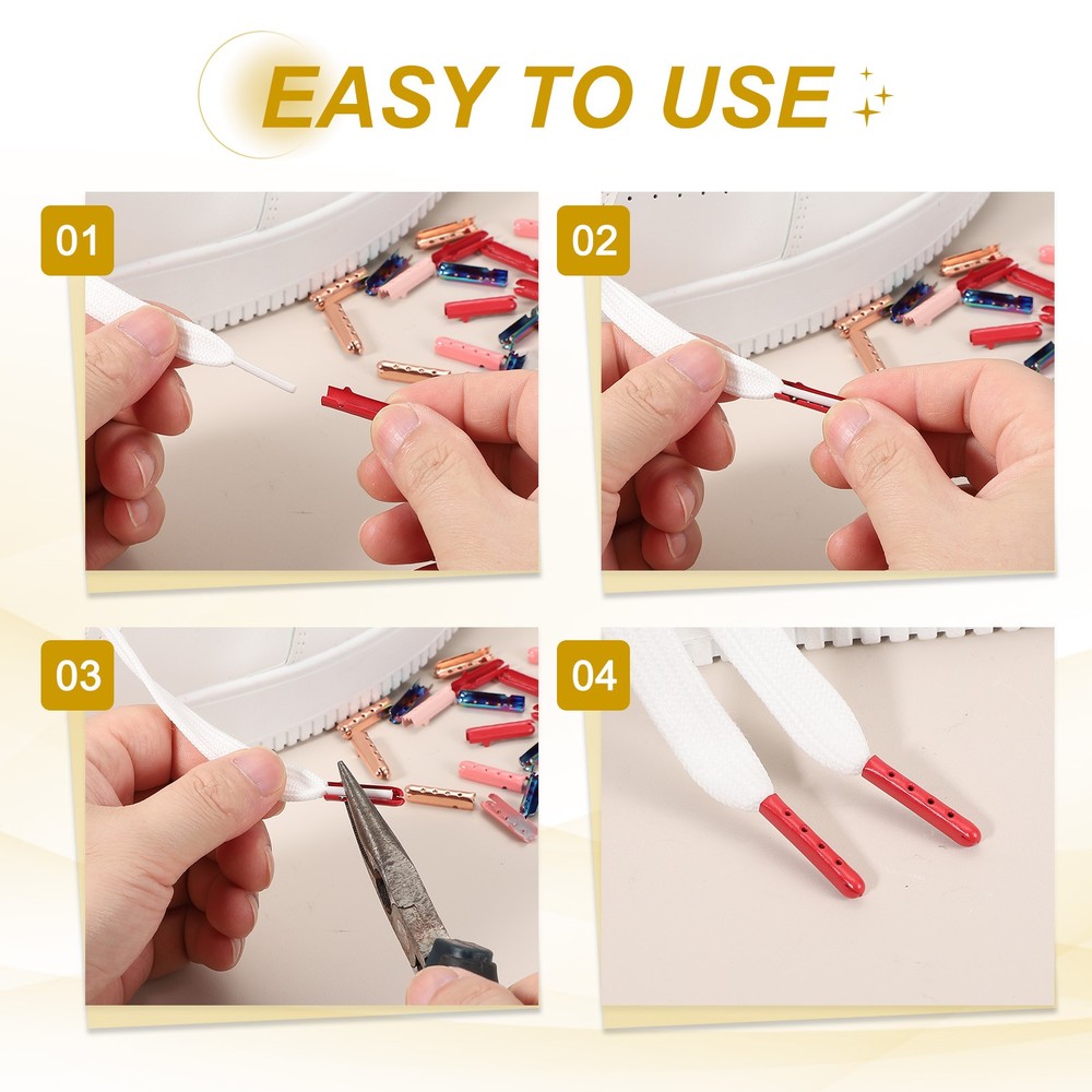 48Pcs 23mm Open Mouth Shoelace Tips Caps, White