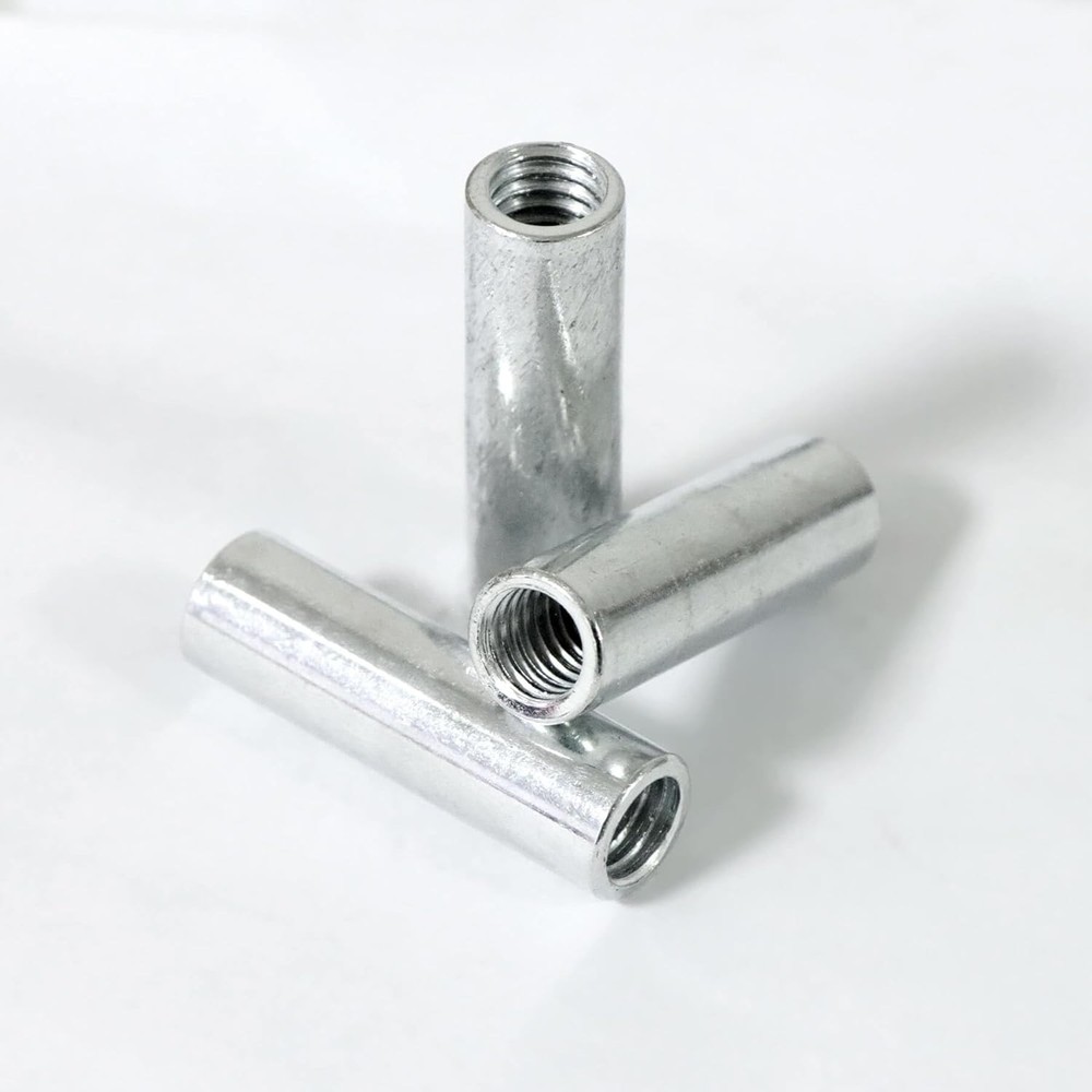20 Packs 1/4"-20 Round Rod Coupling Nuts, UNC Threaded 1/4"-20, Silver