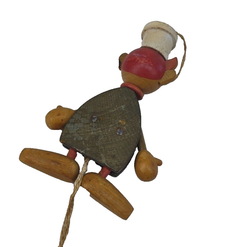 Vintage 1963 Gregor Creations Chef Wooden Pull String Toy