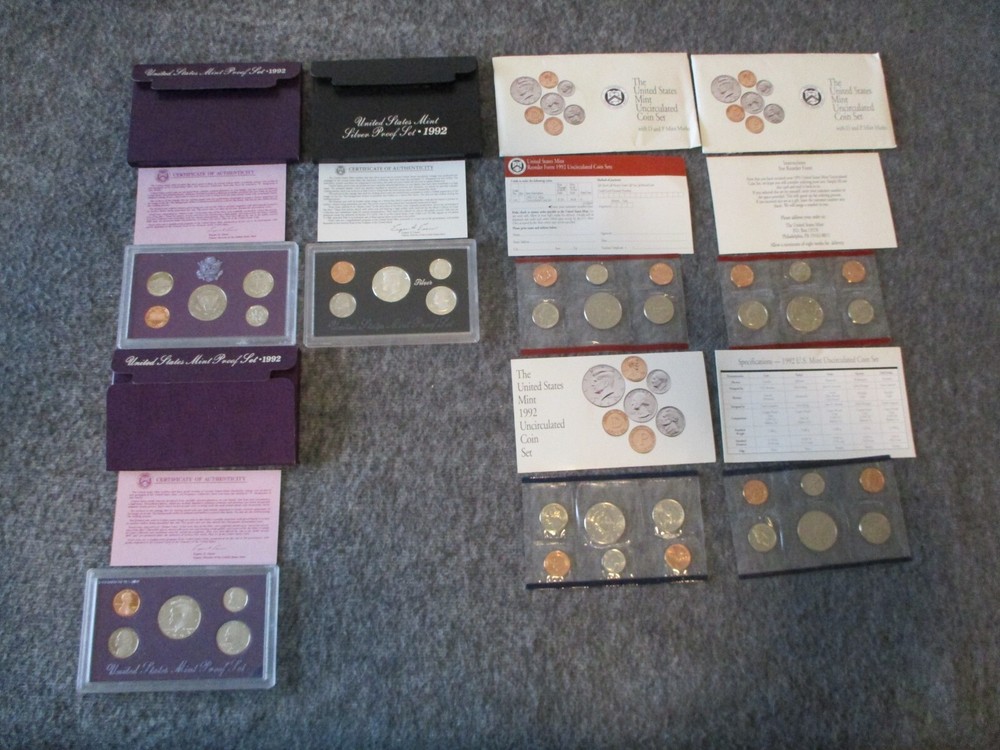 US MINT 1990-1995 PROOF + UNCIRCULATED + 1992 SILVER PROOF SET(27) - READ