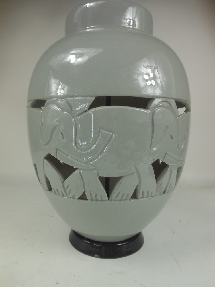Vintage Large Elephant Grey Table Lamp 2 Way Light Up Base Retro MCM