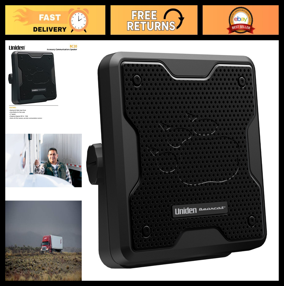 20W External Communications Speaker - Durable, Rugged Design for Scanners & CB R