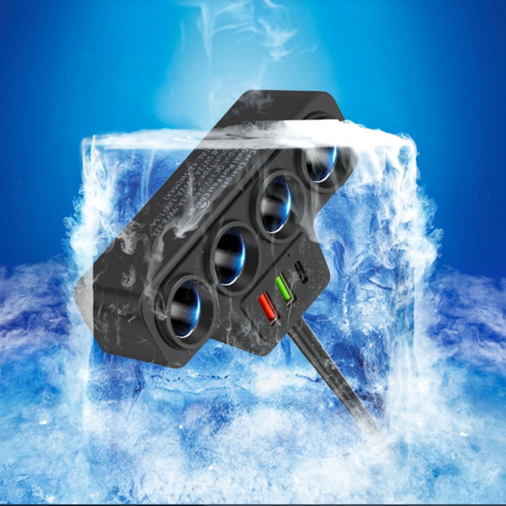 4-Way Car Cigarette Lighter Socket Splitter USB Fast Charger Power Adapter 12V