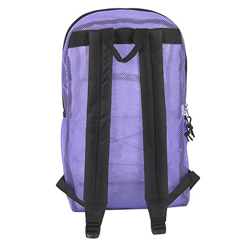 Deluxe See Through Mesh Backpack with Bungee Cord & Adjustable Padded Lavender
