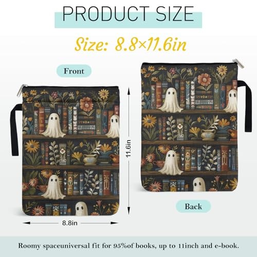 Bookshelf Ghost Pattern Book Sleeve for Book Lovers, Paperback Sleeve for