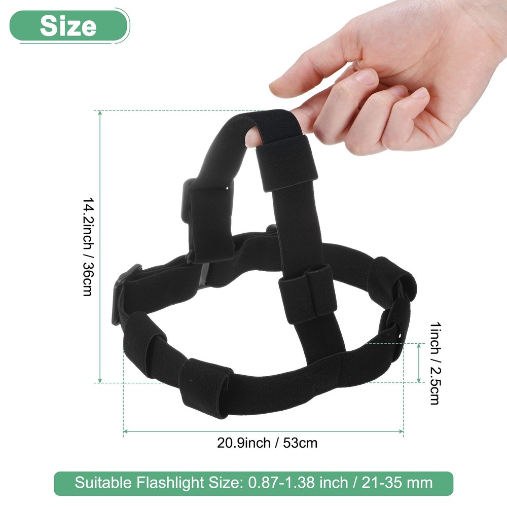 1-Pack Head Lamp Replacement Strap, 20.9" Elastic Multi Headlight Strip, Black