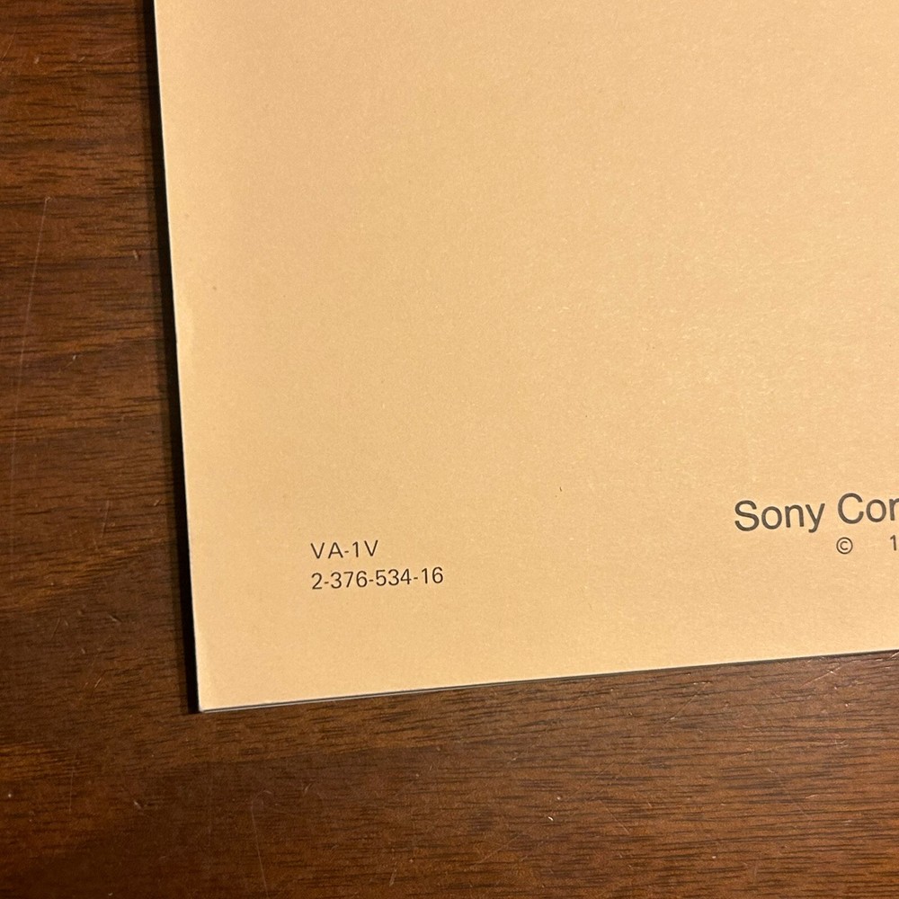 SONY VTR COMPOSITE COMPONENT ADAPTOR Operations & Maintenance Manual VA-1V 1986