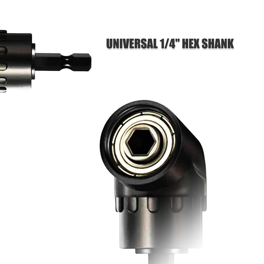 Tomato Palace Right Angle Drill Attachment 1/4inch Hex Shank One Size, Black