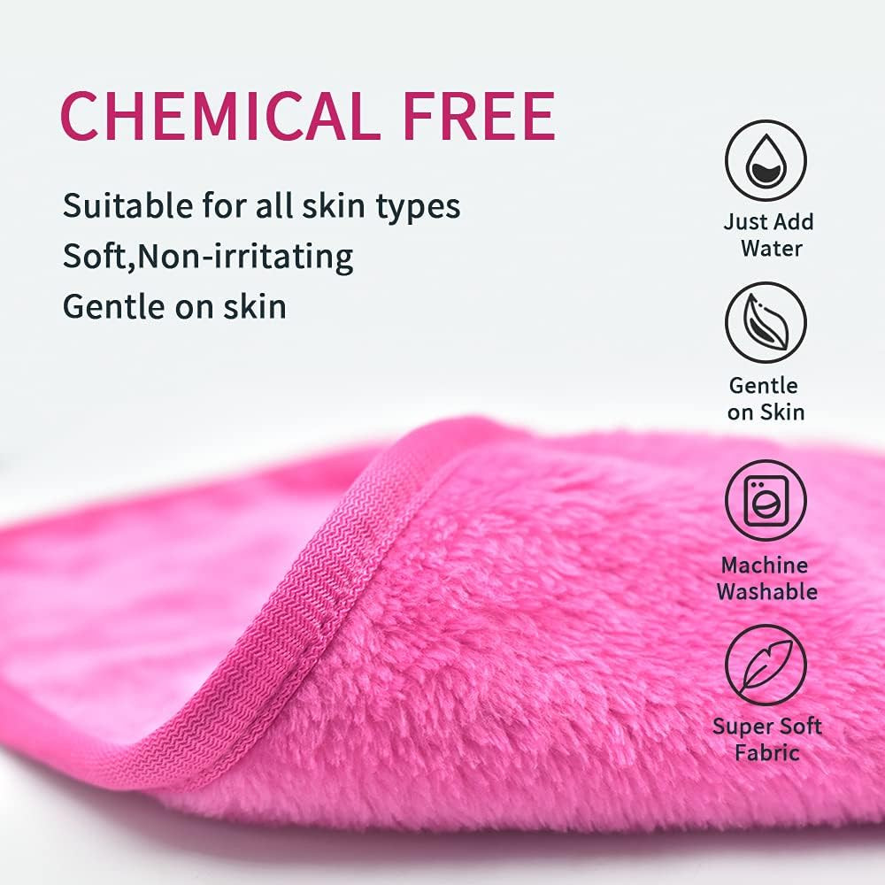Makeup Remover Cloths 4 Count: Microfiber Reusable Fast Drying Washcloth, Face T