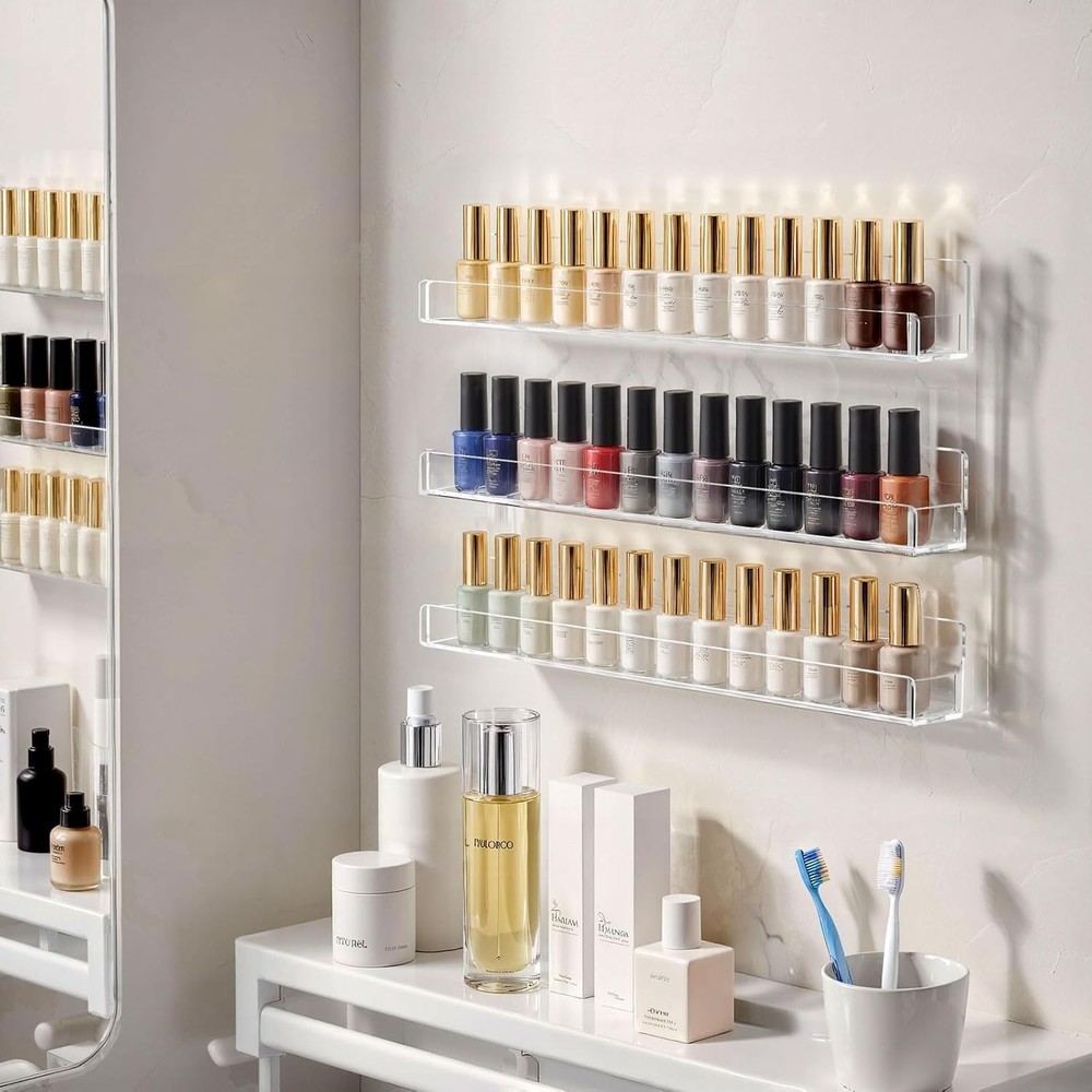Modern Acrylic Nail Polish Display - Wall Mount Organizer