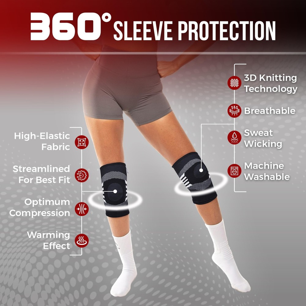 Nordic Lifting Knee Support Brace Compression Sleeves (1 Pair) - Support for ...