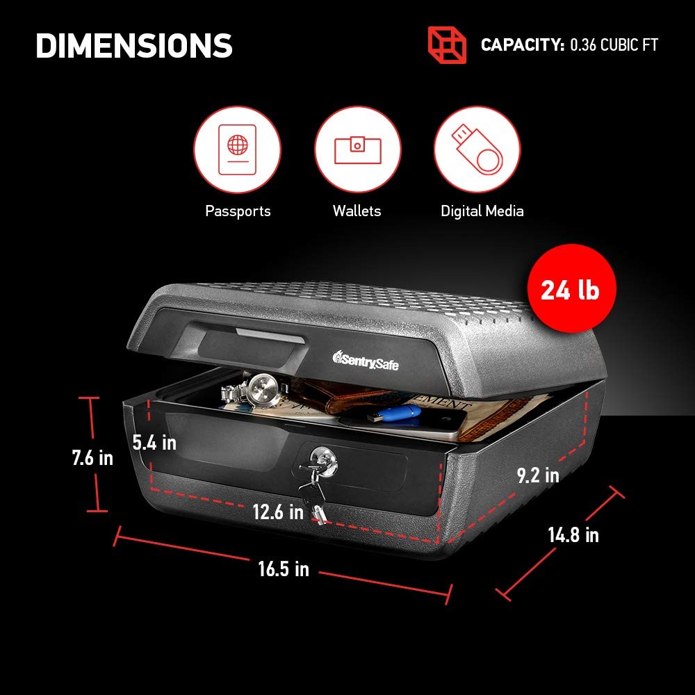 SentrySafe Fireproof and Waterproof Document Safe with Key Lock, Lock Box for...