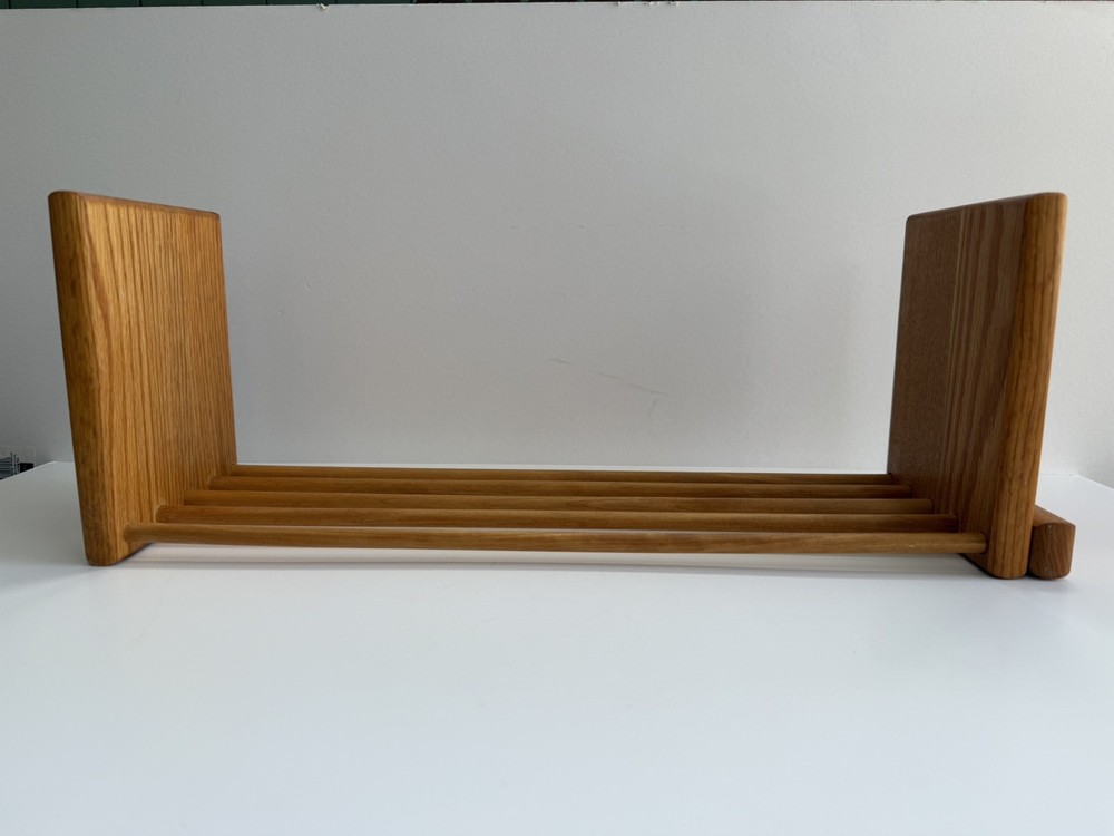 Vintage Oak Sliding End Adjustable Desktop Book Shelf Bookcase