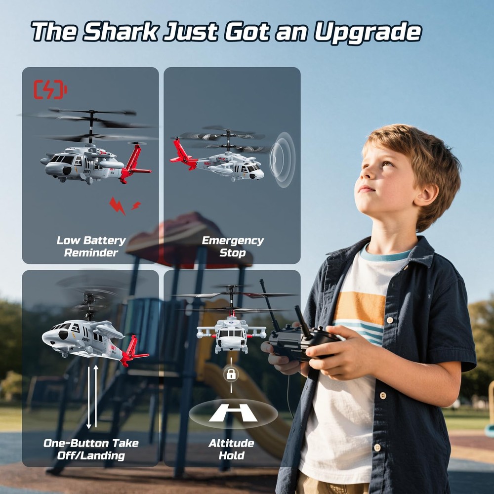 DEERC Black Hawk RC Helicopter, Remote Control Helicopter with Standard Size