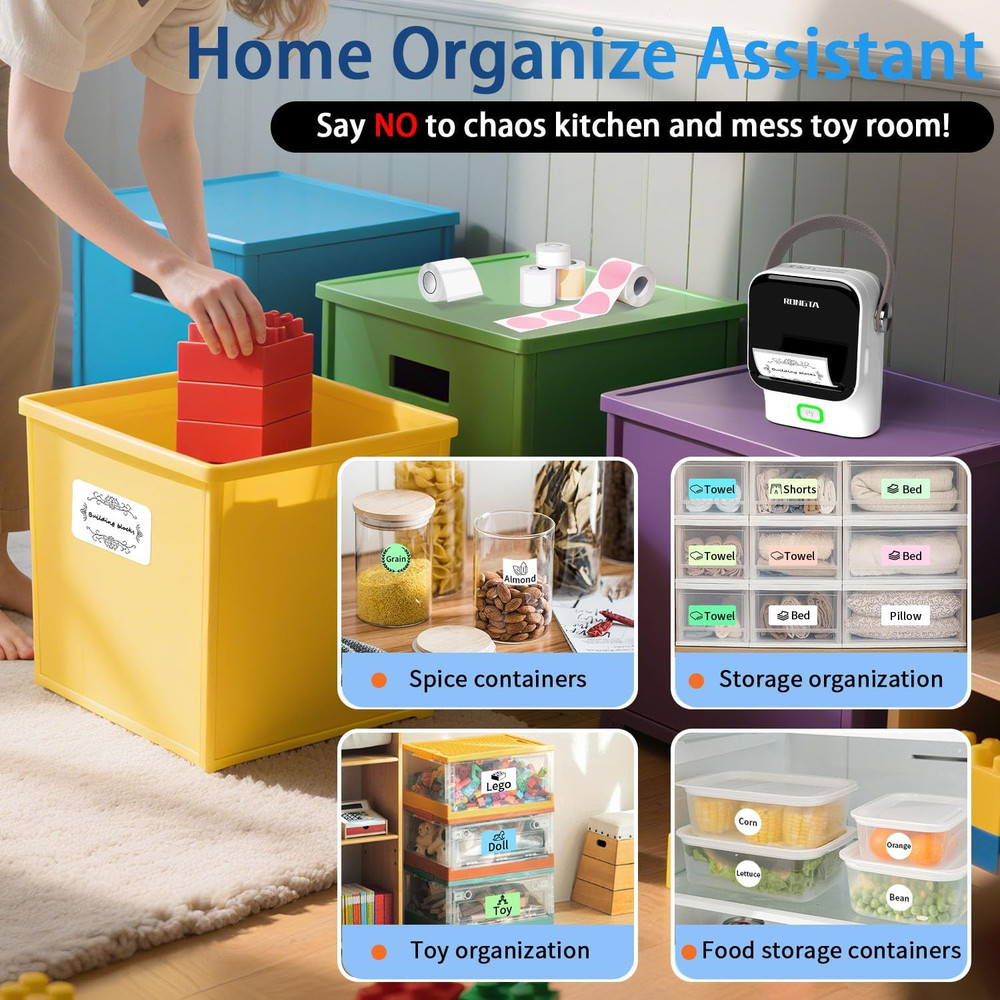 Bluetooth Label Maker Machine with Tape, Thermal Label Printer for Office, Small