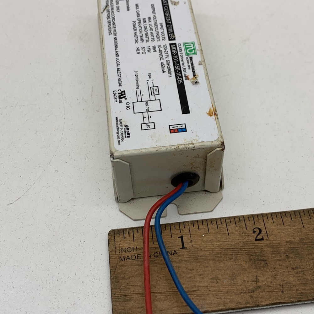 (10-Pack) Macron Constant Current LED Driver 18W 30-40VDC 450mA