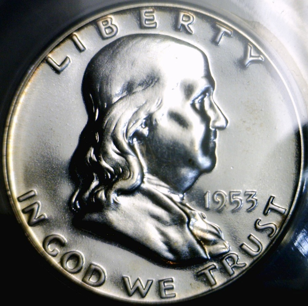 1953 ERROR ANACS PR66 Struck Thru Thread SILVER Franklin Half GEM PROOF Coin