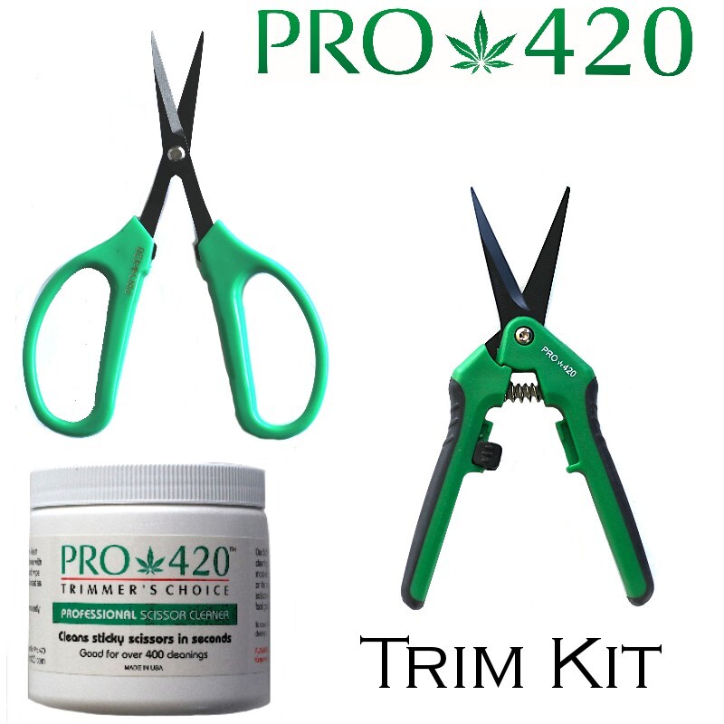 Harvest Trim Kit- Sticky Scissor Solution, Fine Trim & Spring Loaded Scissors