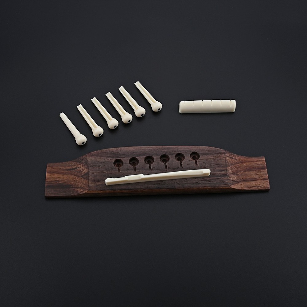 6 String Rosewood Acoustic Guitar Bridge Saddle Nut End Pins Pearl Shell Dot
