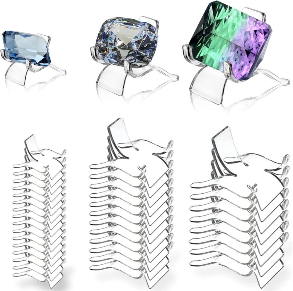 30 Pieces Rock Display Stand, Mini Acrylic Easel Stand in Assorted 3 Size, Clear