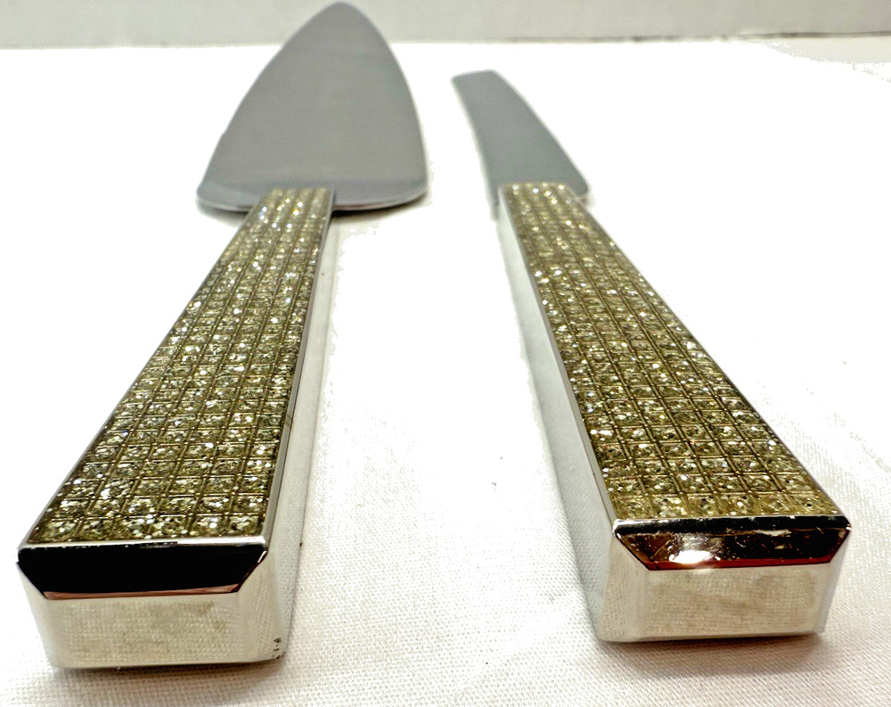 Rhinestone Acrylic Cake & Knife Server Set Wedding Anniversary Accessories
