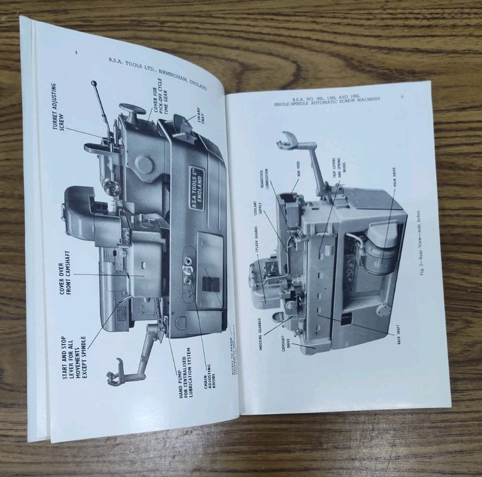B.S.A. Tools Co Single Spindle Automatic Screw Machine Operator Handbook Manual