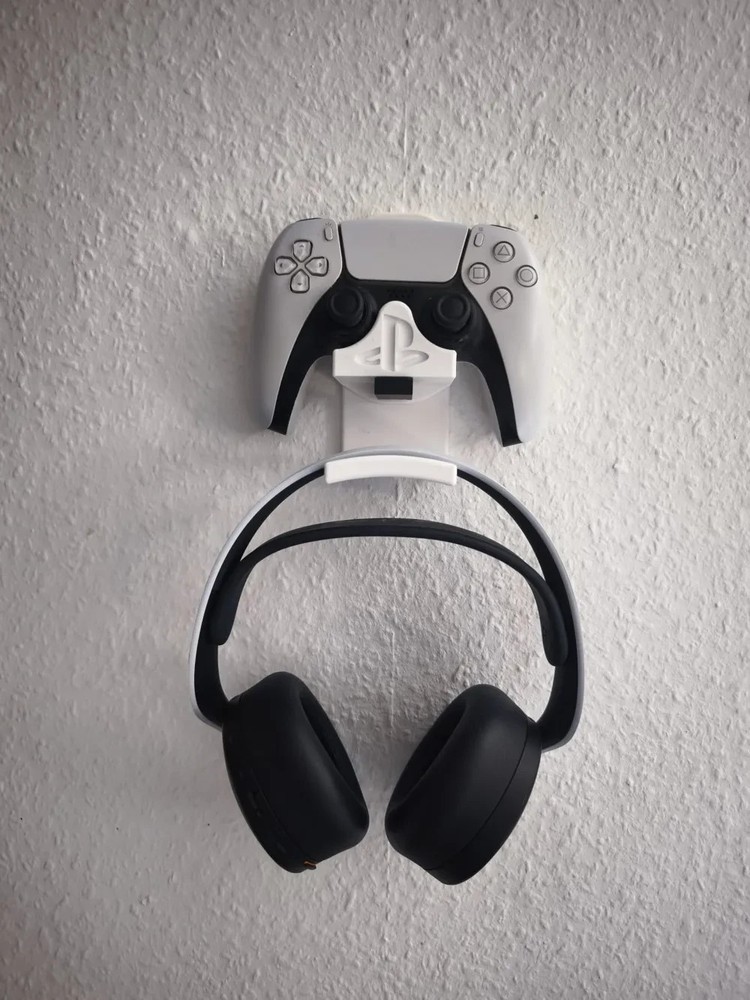 Wall mount for PS5 Controller & Pulse 3D Headset – with USB dongle holder -Black