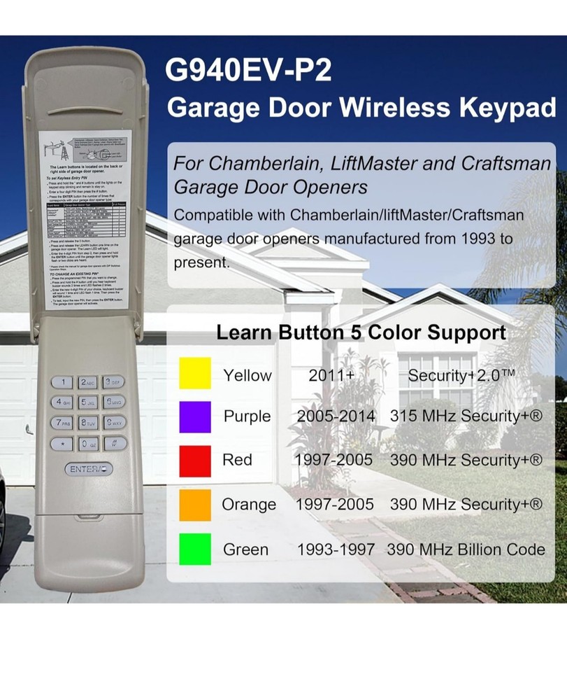 UNIVERSAL GARAGE (KEYLESS) DOOR OPENER KEYPAD