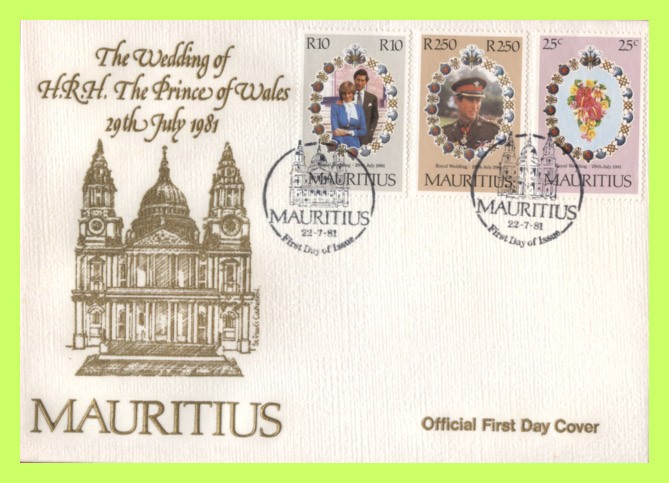 Mauritius 1981 Royal Wedding set on First Day Cover