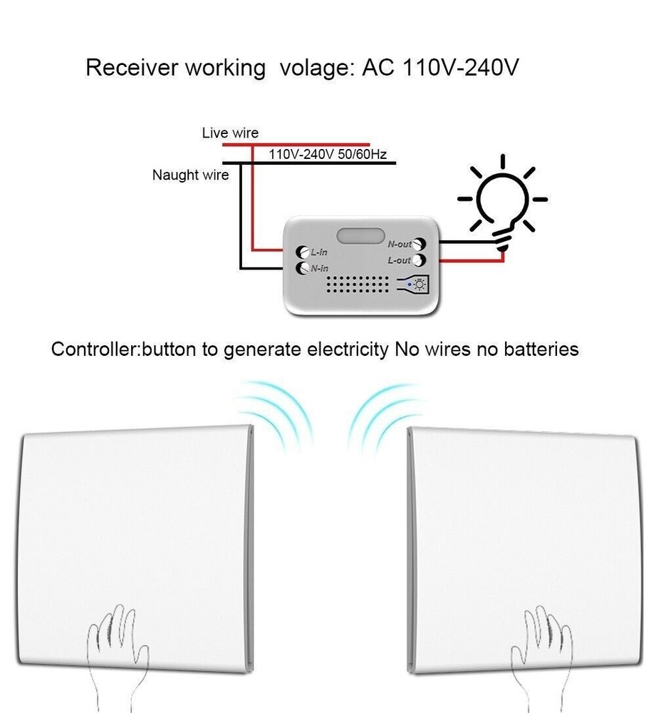 5 pcs Self-generating electricity Wireless remote control light switch