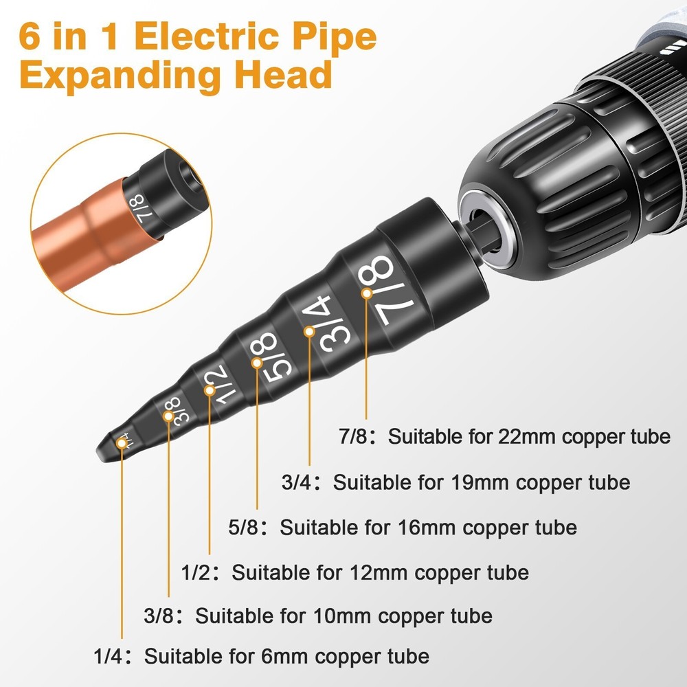 2PC Swaging Tube Expander Tool Drill Bit Set Air Conditioner Copper Pipe Flaring