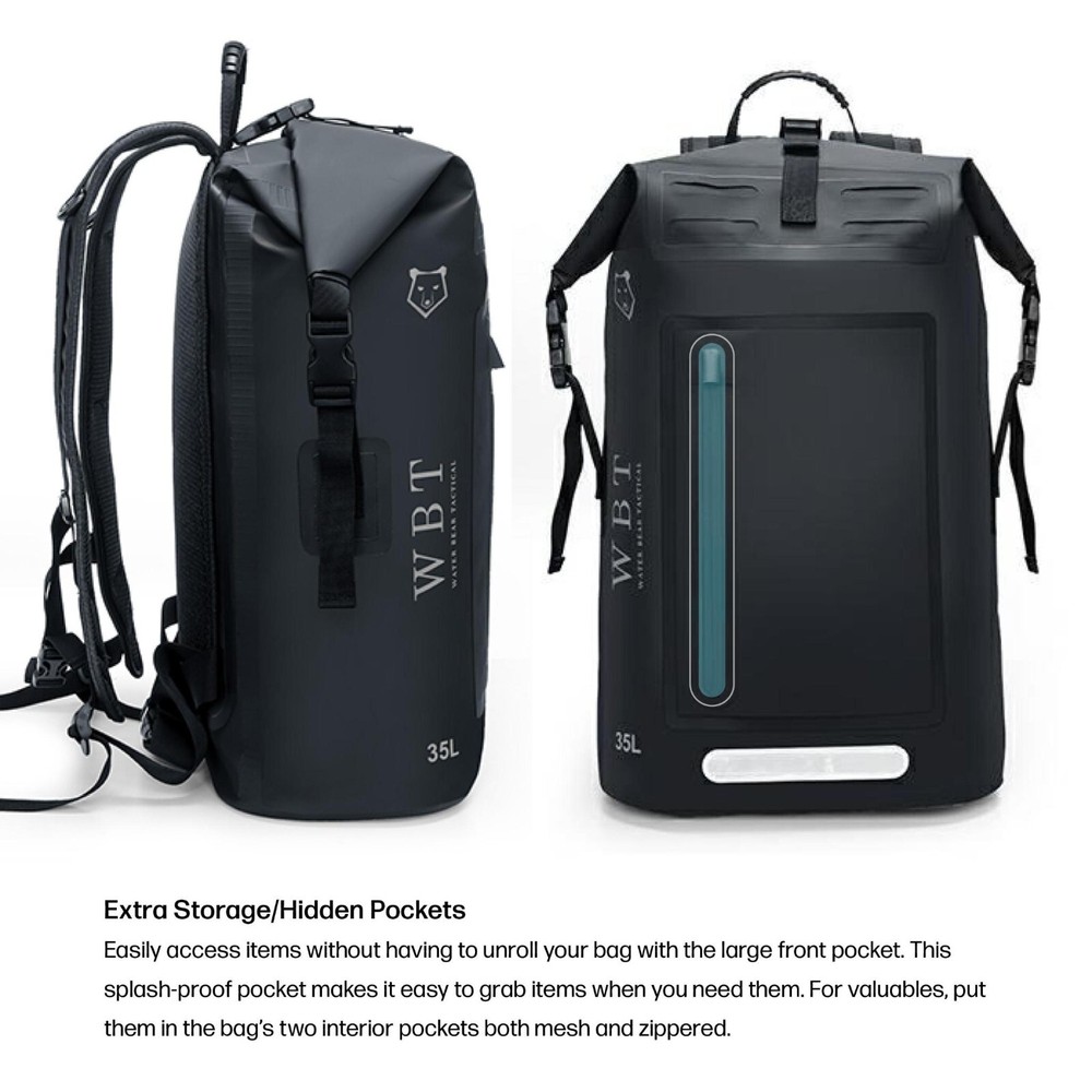 WATER BEAR TACTICAL Waterproof Rugged 35L Roll-Top Closure Backpack