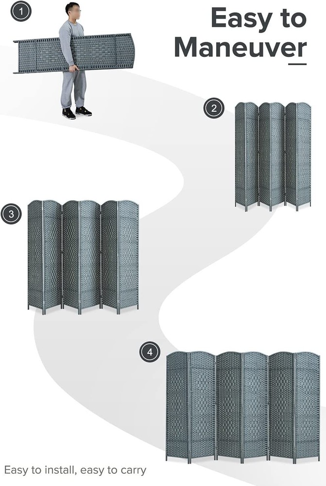 JOSTYLE Room Divider Screen 6-Panel Folding Privacy Screens Diamond Double-Weave