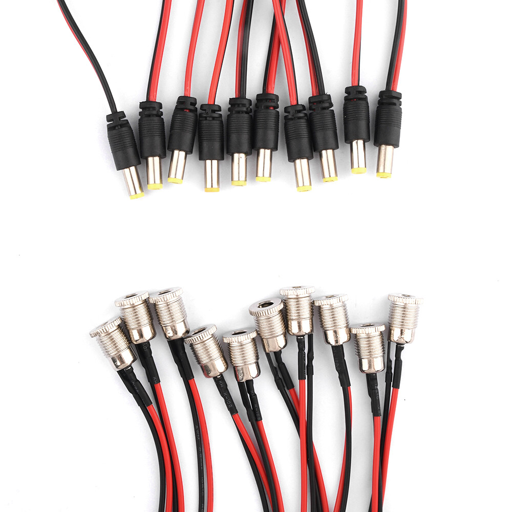 10x DC Power Jack Socket Threaded Female PanelMount Connector Adapter 5.5x2.1mm