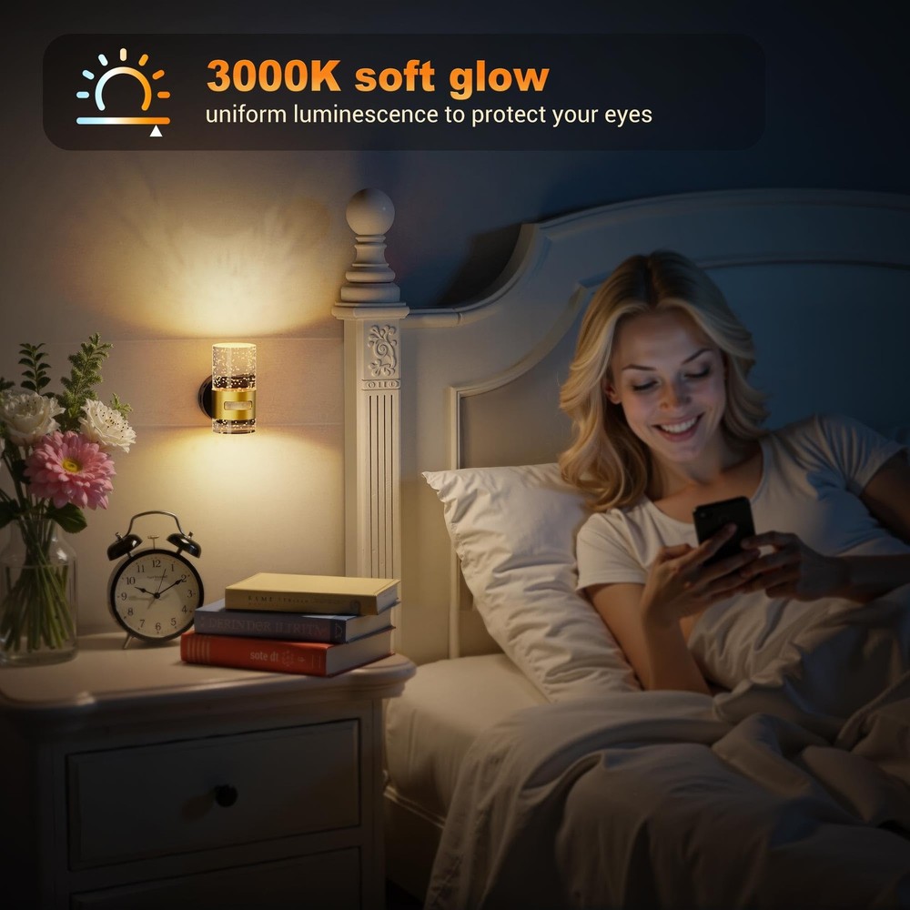 JandCase Motion Sensor Night Light Wireless Rechargeable Wall Mount 2 Pack Dimma