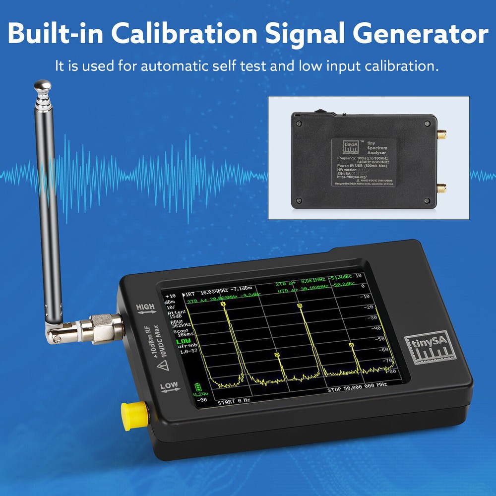 Handheld 2.8" LCD tiny Spectrum analyzer TinySA 100kHz to 960MHz Touch Control