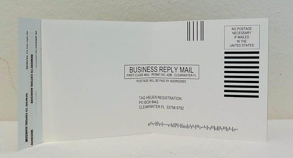TAG HEUER WATCH REGISTRATION CARD BOOKLET - QUANTITY 5