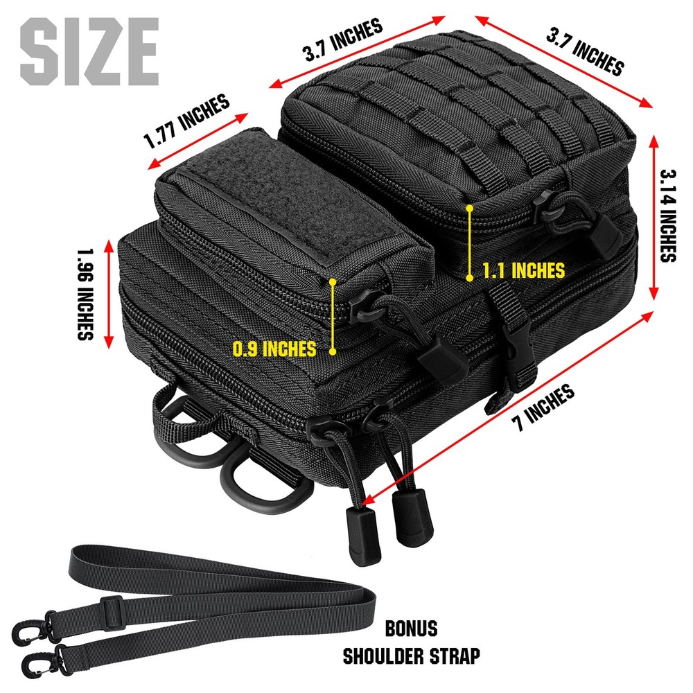 Tactical Molle EDC Pouch Compact Tool Pouch Mini Waist Bag with Shoulder Strap